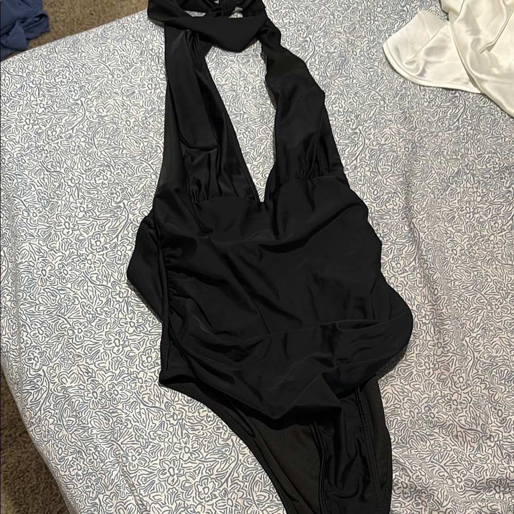 Black Halter One-Piece Swimsuit